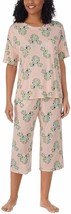 Disney Ladies&#39; Size Medium Mickey Mouse Capri 2-Piece Pajama Set, Pink - £13.36 GBP
