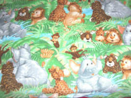 Jungle Animals Fleece Blanket Baby Pet Lap Security Hand Tied Green 30&quot; ... - £34.20 GBP