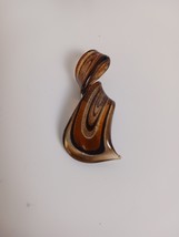 Black Silver &amp; Brown Stone Art Glass Hand Crafted Pendant Jewelry 2&quot; - $252.48 MXN