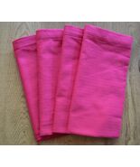 Set of 4 Pine Cone Hill Cotton Napkins - Fuchsia Pink Herringbone - $24.95