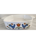 Corning Country Festival Casserole Dish Two Blue Birds Red Flowers No Li... - $54.86 CAD