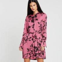 NEW $395 Equipment Roseabelle Floral Button-Down Short Charmeuse L Belted Dress - $143.55