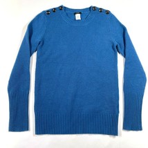 J Crew Pullover Sweater Jumper Womens XS Light Blue Crew Neck Shoulder Buttons - £22.41 GBP