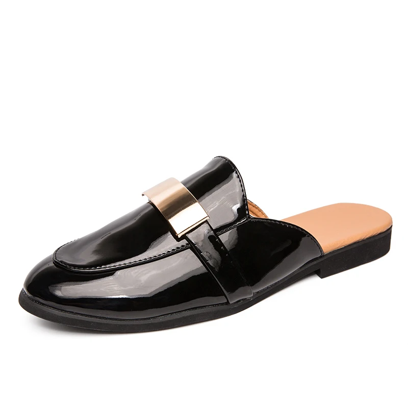 Black Half Shoes For Men Patent Leather Shoes Casual Luxury Shoes Men Fa... - £27.85 GBP