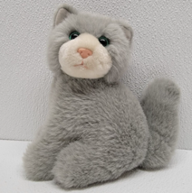 Vintage ASPCA 24K Cat Plush Gray Stuffed Toy Green/Blue Eyes Animal Sitting - $20.84