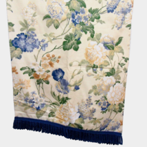 RICHLOOM Rosewood Floral Blue Yellow Custom 26x144 Fringed Scarf Valance(s) - $60.00