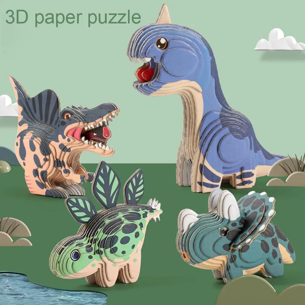 Play Dinosaur 3D Paper Puzzle For Play Educational Montessori Play Funny DIY Man - £23.12 GBP