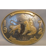 1972 SILVER CALF ROPING TROPHY BELT BUCKLE COMSTOCK SILVERSMITHS COMSTOC... - £177.63 GBP