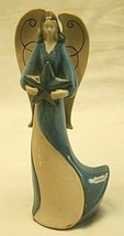 Blue Stoneware Angel Holding a Star Shelf Figurine Christmas Holiday Xmas Decor - £23.65 GBP