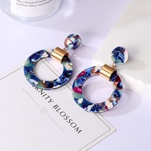 Geometric Acrylic Fashion Round Drop Earrings For Women Statement Resin Dangle E - £10.66 GBP