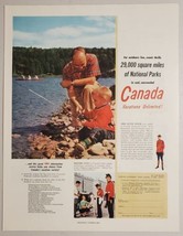 1956 Print Ad Canadian Travel Bureau Dad &amp; Son Fishing Canada Royal Moun... - $15.79