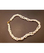Vintage Real Freshwater Natural Pearl Necklace 3 Strands Gold Tone 18&quot; - £15.72 GBP