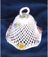 Denton of England Bone China Lattice Bell Colorful Sculpted Flowers Rare - $252.71 MXN