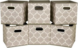 Brown Cuibcle Baskets Lattice Pattern Cloth Storage Cubes Bins Foldable Fabric - £36.72 GBP