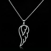 925 Sterling Silver Simulated Diamond Angel Wing Pendant Necklace Women Jewelry - £102.39 GBP
