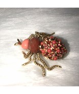 Joan Rivers Bug Brooch Pin Coral Color Rhinestones “Crystal Critters” - £31.13 GBP