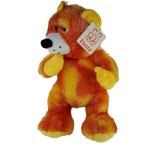 Orange Yellow Teddy Bear Fiesta Plush Stuffed Animal Toy Spiky Stand up Comic - £22.00 GBP