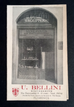 U. Bellini Silversmith Jewelry Florence Italy Vtg Receipt Map Business Card 1951 - £31.44 GBP