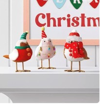 NEW Featherly Friends 3 Bird Figurine Set Christmas Target Wondershop Pink Red - £15.85 GBP