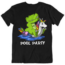 T-Rex Dinosaur Riding Unicorn Float Funny Unisex T-Shirt - £22.03 GBP