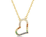 Gp rainbow cz sideways heart necklace Women&#39;s Necklace .925 Silver 280121 - £47.30 GBP