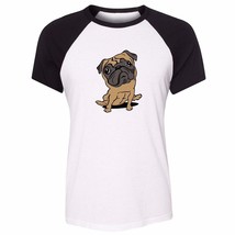 Cute Funny Cartoon Pug Dog Womens Girls Graphic Tee Shirt Casual T-Shirt... - £13.84 GBP