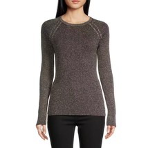 BCX Women&#39;s Metallic Lace-Up Raglan-Sleeve Ribbed Sweater Black/Gold M B4HP - £15.94 GBP