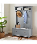 Modern Hall Tree w/ Shoe Storage Bench &amp; Coat Hooks - Gray - $226.99