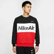 Nike Air Fleece Crew Sweatshirt Pullover Sportswear DB5040-011 Black Red... - £50.83 GBP