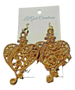 Earrings Drop Dangle Gold Metallic Thread Women Girls Machine Embroidere... - £11.67 GBP