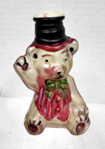 World Christmas Ornament Toy Teddy Bear Glass Light Cover Hand Painted 3" - $12.38