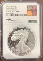 2021 W- American Silver Eagle- NGC- T1- PF70 UC- Adv. Release- John Mercanti - £353.98 GBP