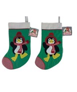 Pair Of Penguin Vintage Christmas Stocking 1988 Applause Fabric Cloth Ne... - $23.29