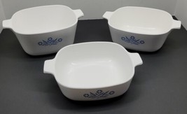 3 Vtg Corning Ware Blue Cornflower Casserole Bowl Dish Lot P-1-B 1 1/2 3/4 QT US - £19.32 GBP