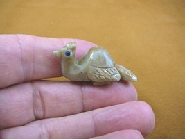 Y-BIR-PEA-4) baby gray tan PEACOCK carving SOAPSTONE Peru love little pe... - £6.82 GBP