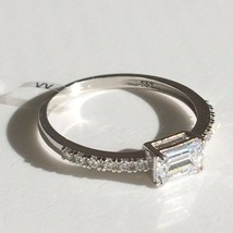 Enchanting Elegance 14k White Gold Emerald White Topaz and Cubic Zirconia Ring - £139.69 GBP