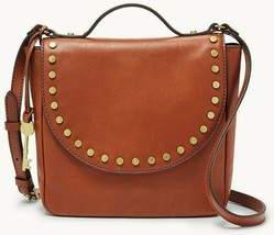 Fossil Vintage Classic Crossbody Brandy Leather Brown SHB2355213 NWT Studs FS - £70.76 GBP