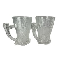 1993 Mcdonalds Flintstones glass mugs vintage frosted cups with handles  - £17.40 GBP