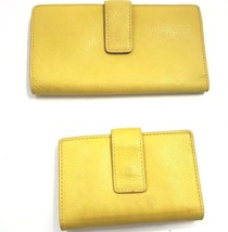 Wallet &amp; Credit Card Checkbook Yellow Leather Vintage - £23.62 GBP