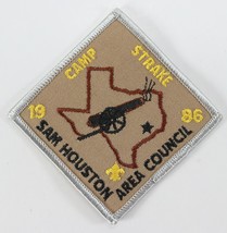 Vintage 1986 Sam Houston SHAC Camp Strake Yellow &amp; Silver Boy Scouts Camp Patch - £9.33 GBP