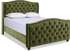Marcella Upholstered Shelter Headboard Bed Set, Queen, Olive Green Performance V - £633.44 GBP