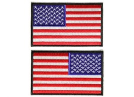 Choose Style 5&quot; x 3&quot; AMERICAN FLAG Black Border iron on patch Forward or Reverse - £8.21 GBP+