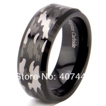 Free Shipping JEWELRY Hot Sales 8MM Bevel Edge Black Hunting Camouflage Men&#39;s Tu - £30.94 GBP