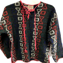 Vintage Sweater Terrier Design Deluxe Norway Lillehammer Wool popover S/M Mod - $69.25