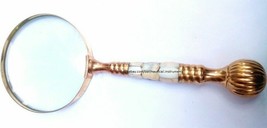 Magnifying Glass New Antique Vintage Style Brass &amp; Mother Of Pearl Magn... - £42.59 GBP