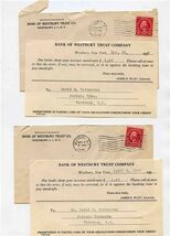 2 Overdrawn Account Notices Bank of Westbury Trust New York 1932 - $17.82