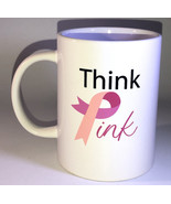 Breast Cancer Awareness”Think Pink”4 1/4”H x3 1/2”W Oversized Coffee Mug... - £19.63 GBP