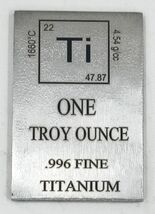 1 Unze Troy Oz Titan Barren .996 Feingoldrein, Reines Titanium, 1 Stk - $30.48