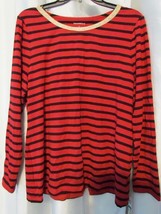 NWT Charter Club Striped Long Sleeve Top New Red Black Striped L Org $64.50 - £4.53 GBP