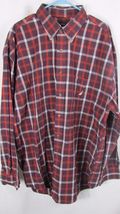 Nautica maroon red blue orange plaid button shirt XXL Men's long sleeve ... - $13.24